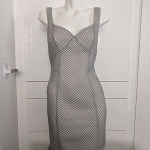 Sleek Black & White Bodycon Dress with Bustier Detail